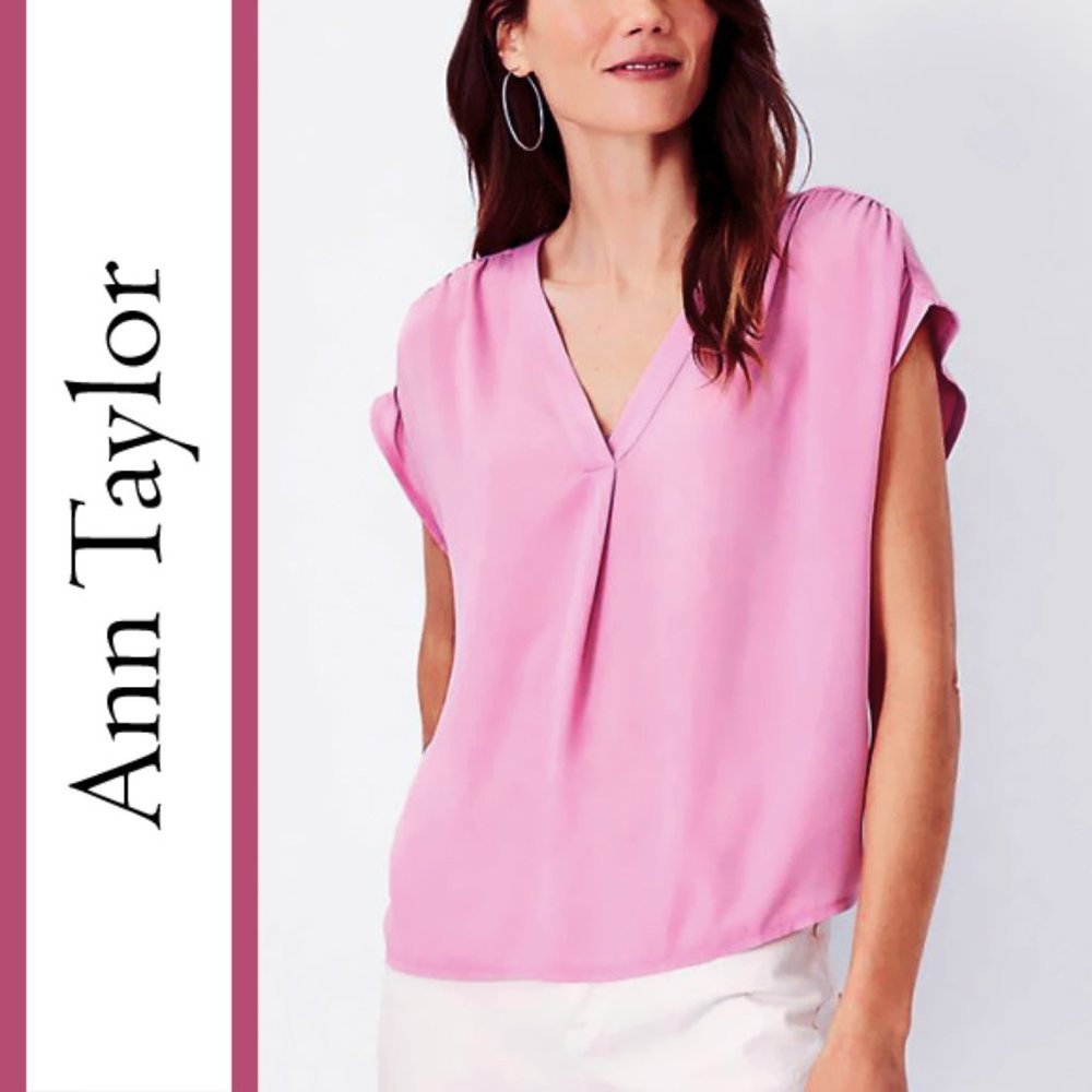 Ann Taylor |  Gathered Shoulder V-Neck Top